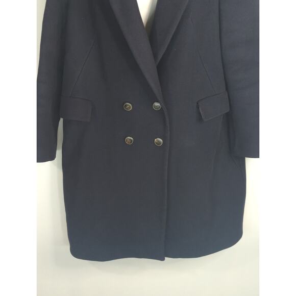 Zara Black Wool Double Breasted Coat Womens M Gold Button Outdoor Gorpcore - Picture 4 of 12